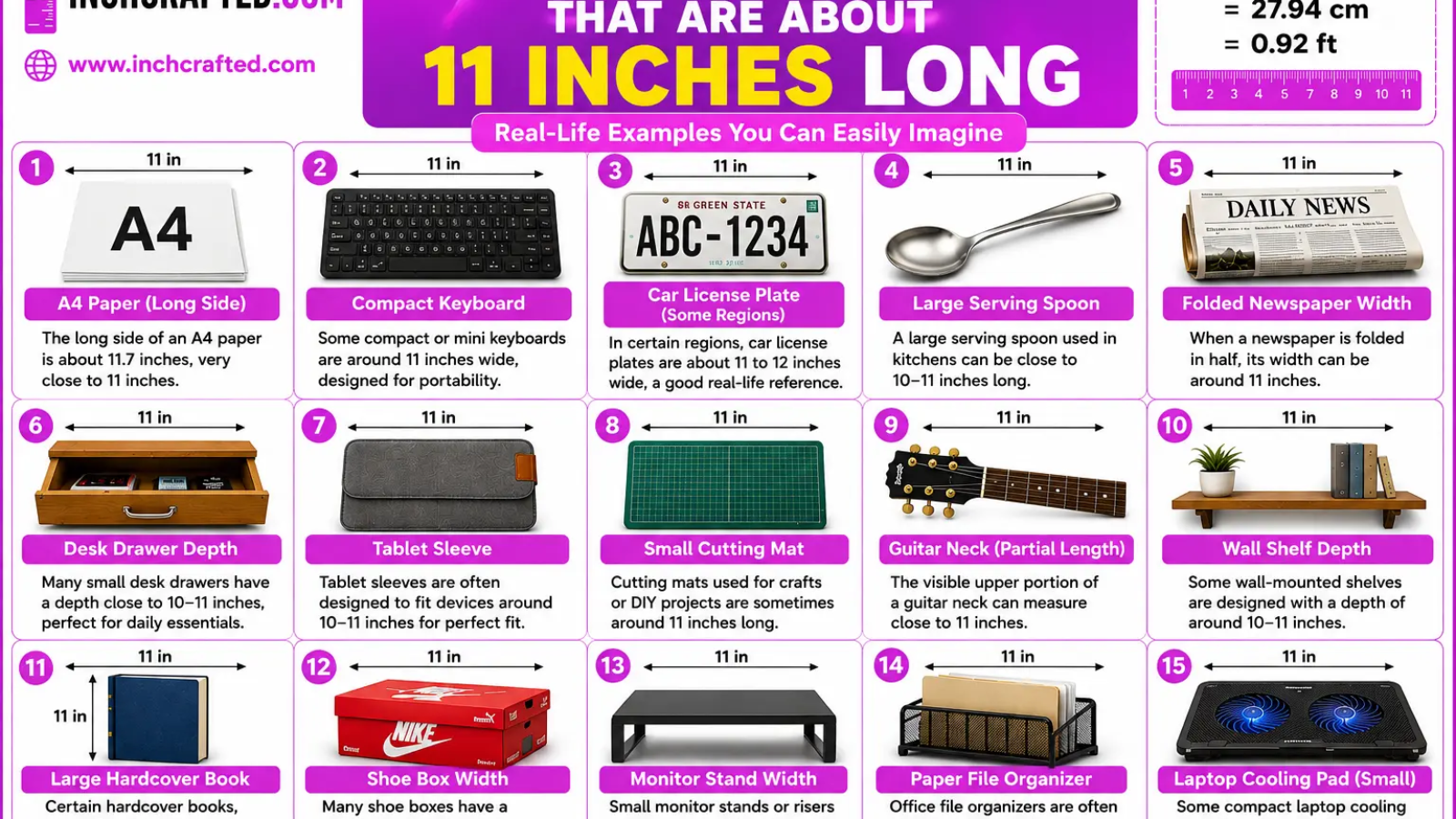 15 Common Objects That Are About 11 Inches Long